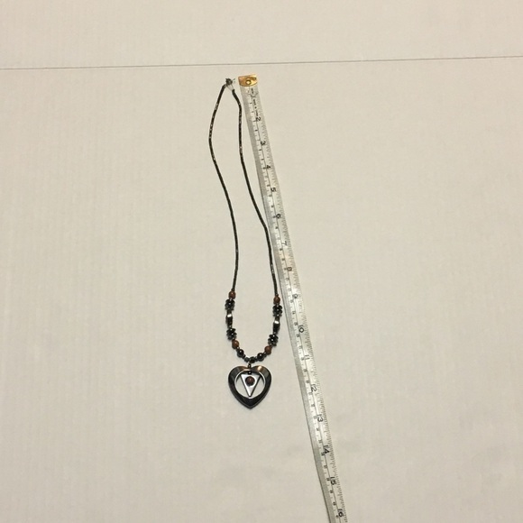 𝅺HEMATITE & goldstone necklace heart pendant - Picture 6 of 7
